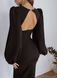 Сукня міді з об'ємними рукавами і трикутним вирізом на спині чорна 1353 фото 2
