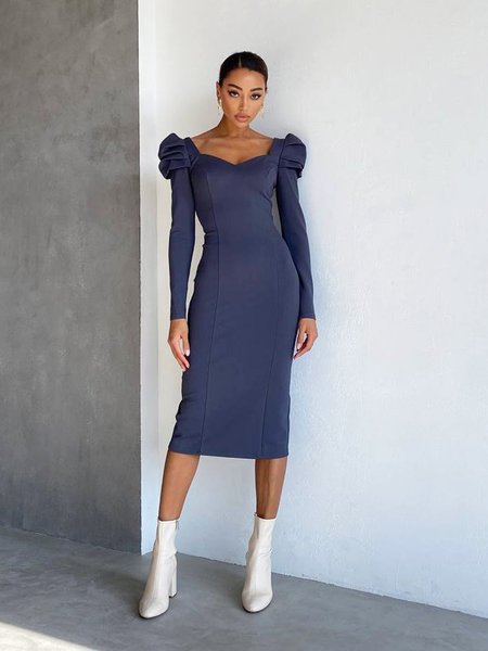 Dzianinowa sukienka etui «Platinum Jersey Midi» niebieski, XS
