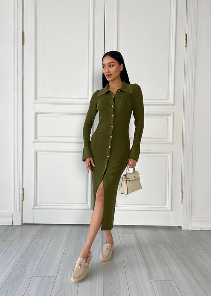 Плетена сукня на ґудзиках Kim оливковий kim фото